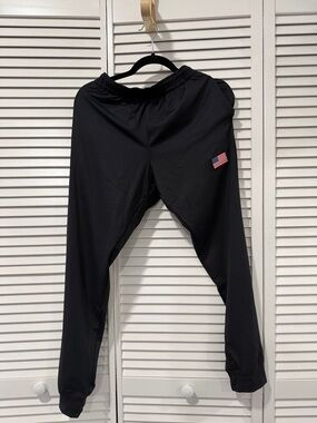 Groucho Brand New Men's Black Jogger Sweatpants with American Flag Patch